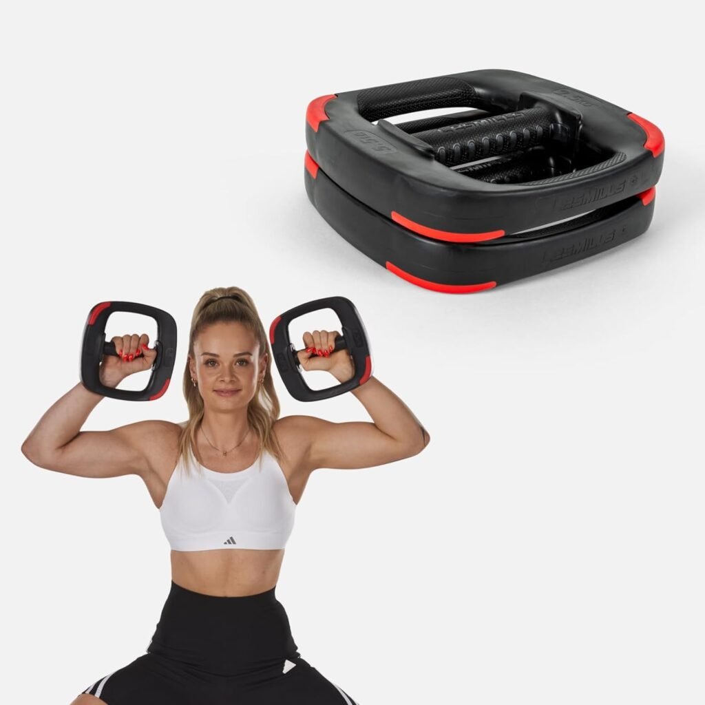 Les Mills™ Dual Purpose 5.5 lbs Ergonomic Free Weights for Women at Home Workout Equipment, Workout Weights Plates, Hand Weights for Women and Men for Total Body Workouts