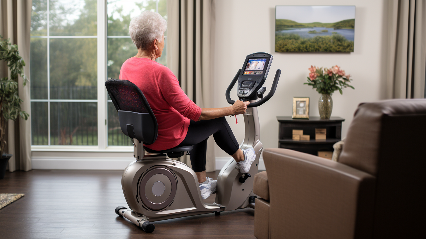 an image of a senior doing low impact exercise