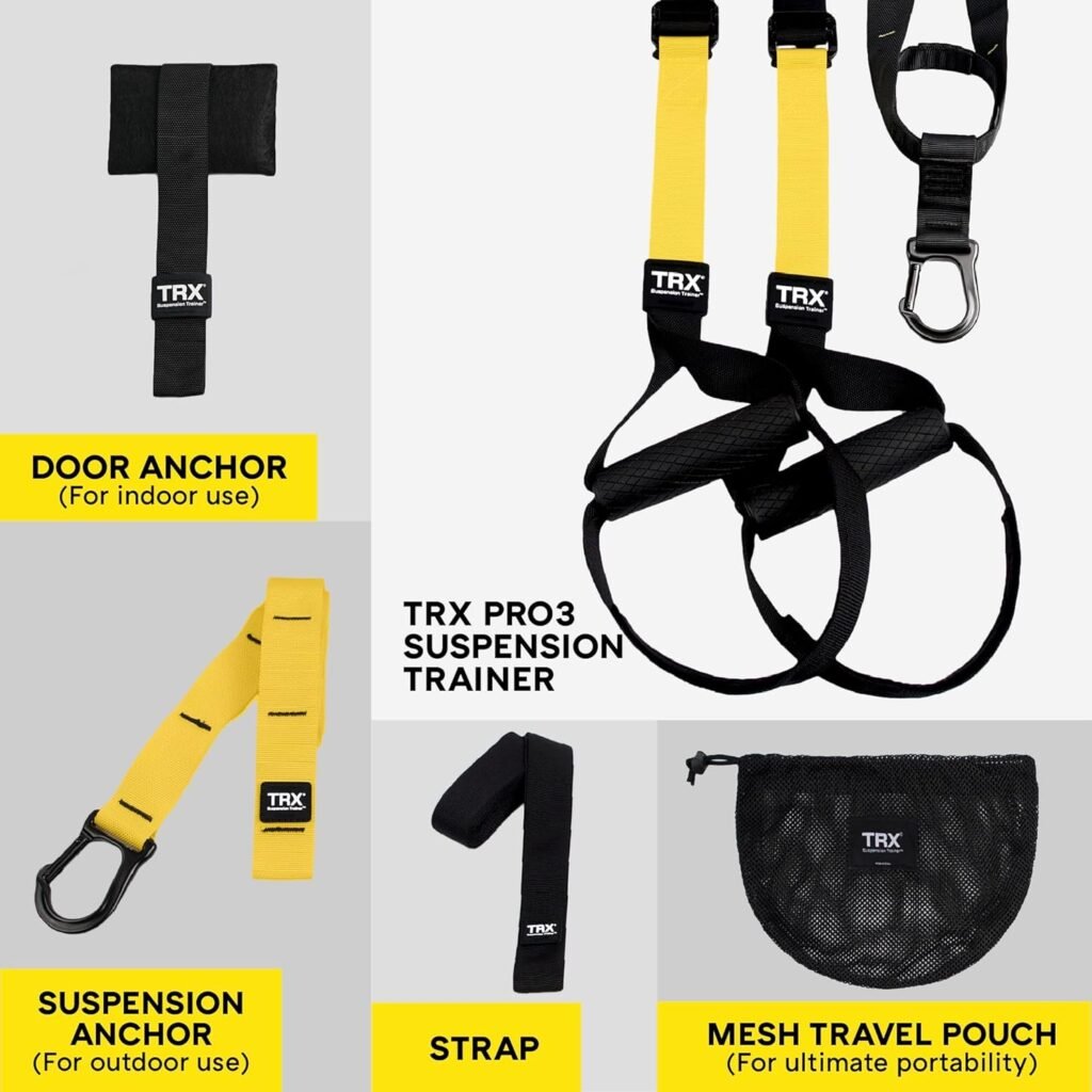 TRX PRO3 Suspension Trainer System Design  Durability| Includes Three Anchor Solutions, 8 Video Workouts  8-Week Workout Program