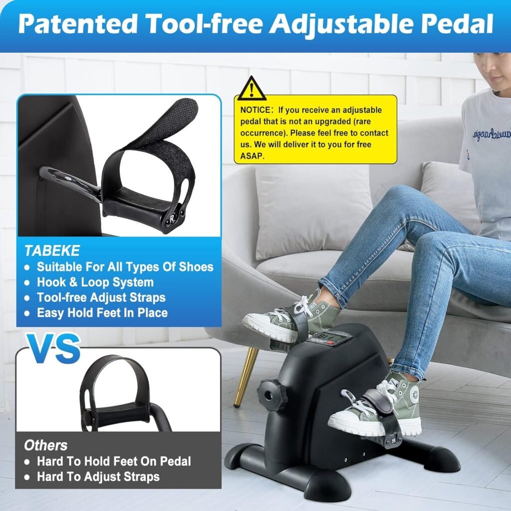 Under Desk Bike Pedal Exerciser - TABEKE Mini Exercise Bike for Arm/Leg Exercise, Pedal Exerciser for Seniors with LCD Display