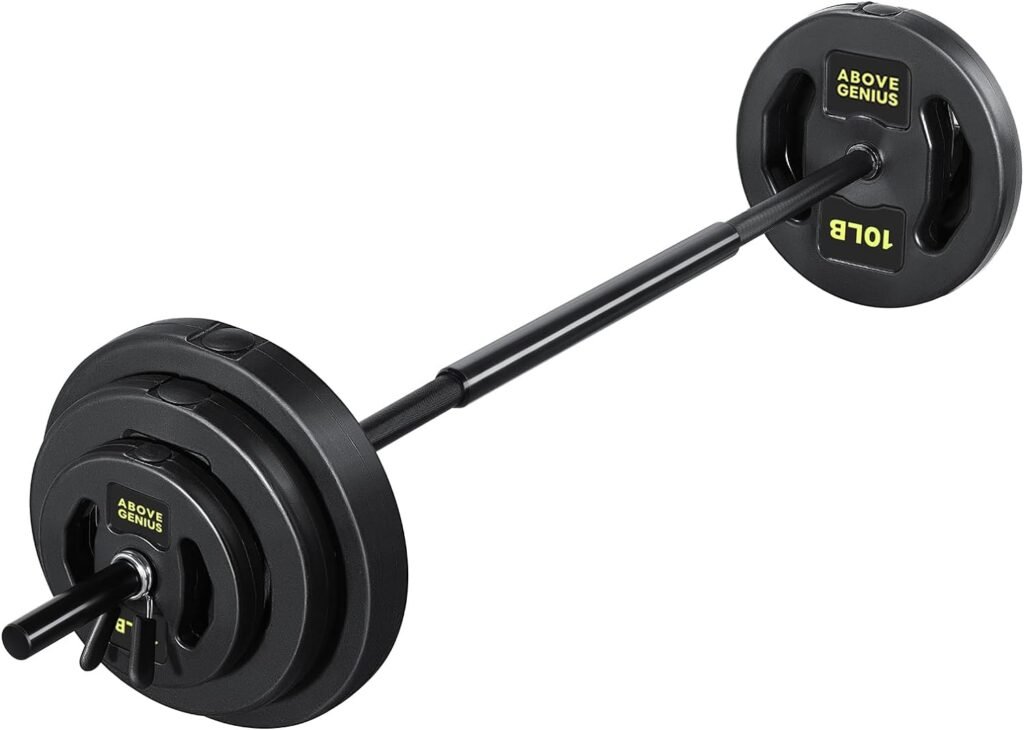 Abovegenius Barbell Weight Set for Lifting, 45 Lb Weight Bar Set with Adjustable Weights for Workout Bar for Home Gym