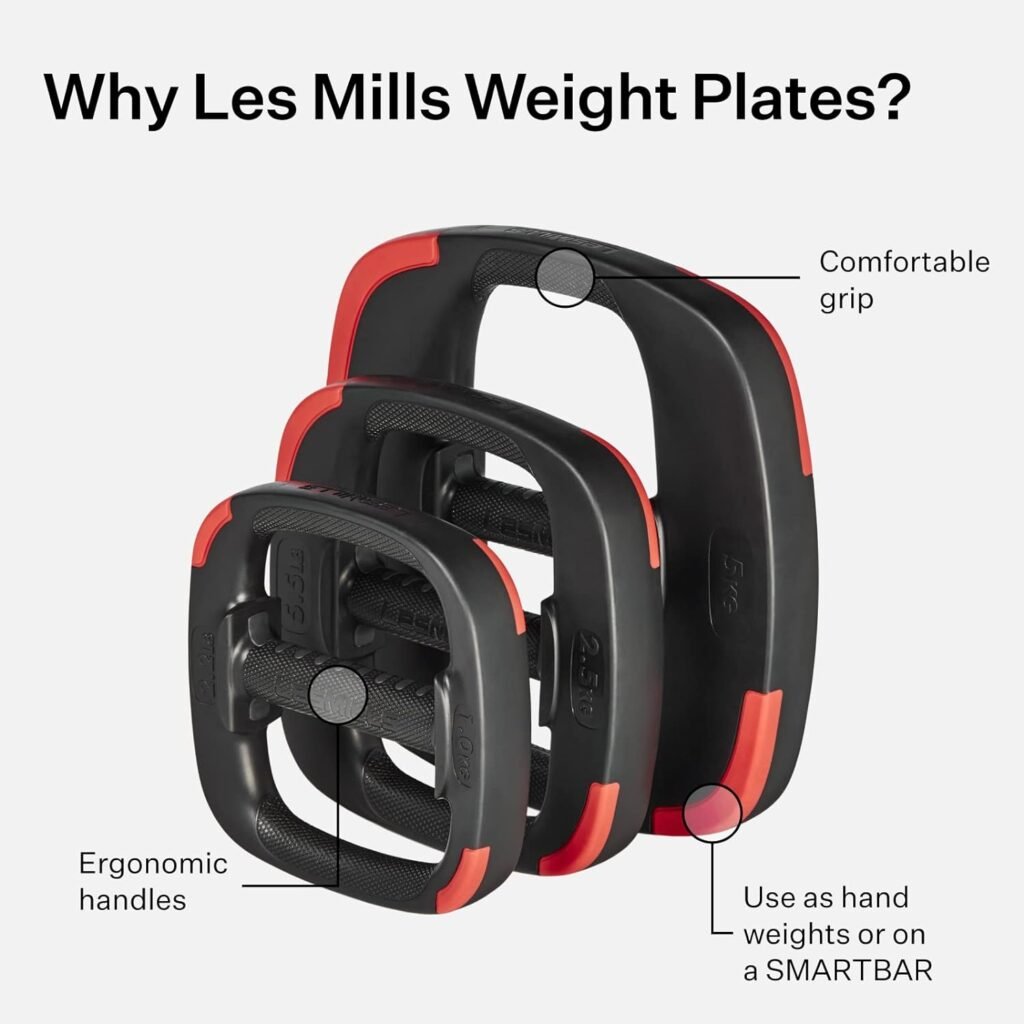 Les Mills™ Dual Purpose 11 lbs Ergonomic Free Weights for Women at Home Workout Equipment, Workout Weights Plates, Hand Weights for Women and Men for Total Body Workouts