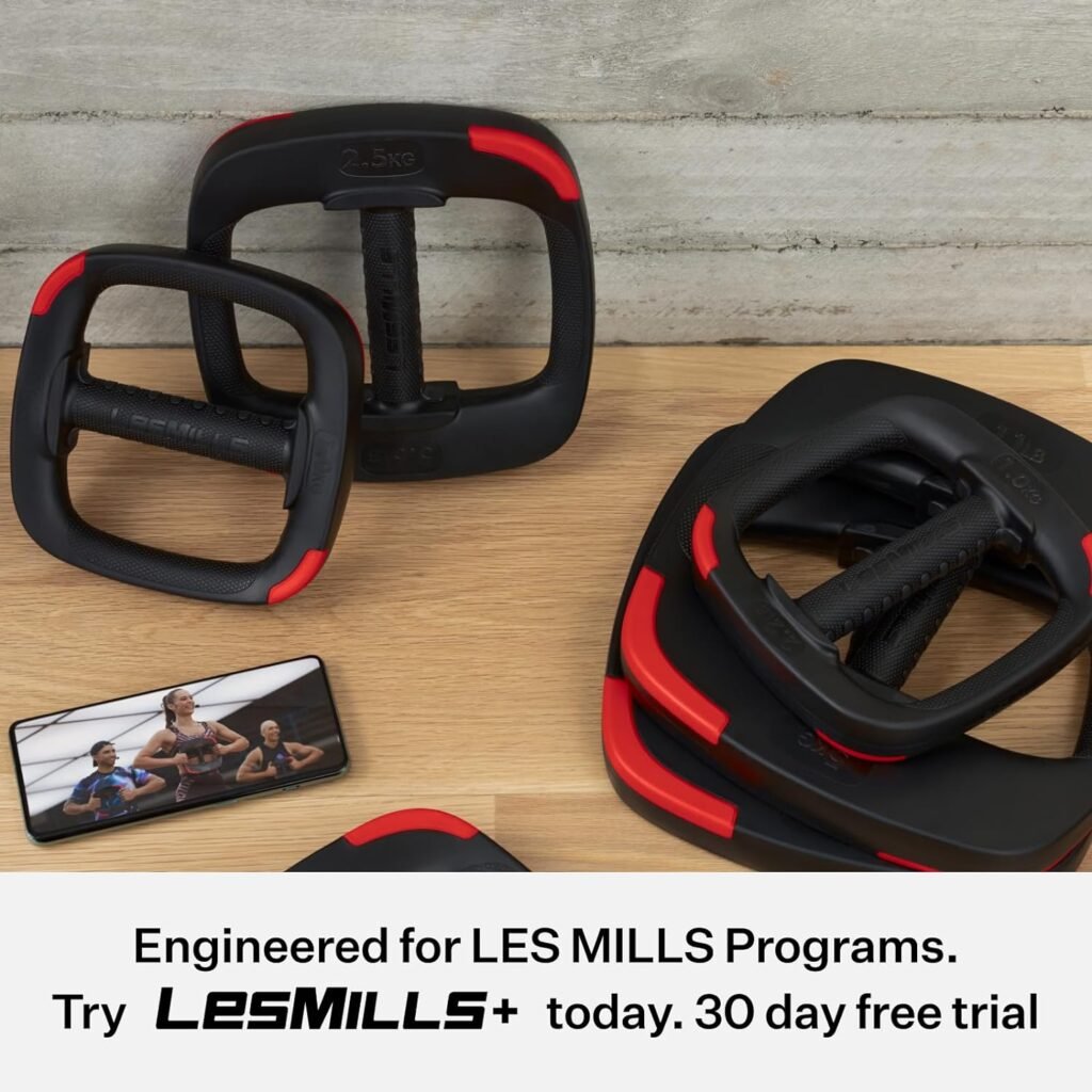 Les Mills™ Dual Purpose 16.5 lbs Ergonomic Free Weights for Women at Home Workout Equipment, Workout Weights Plates, Hand Weights for Women and Men for Total Body Workouts